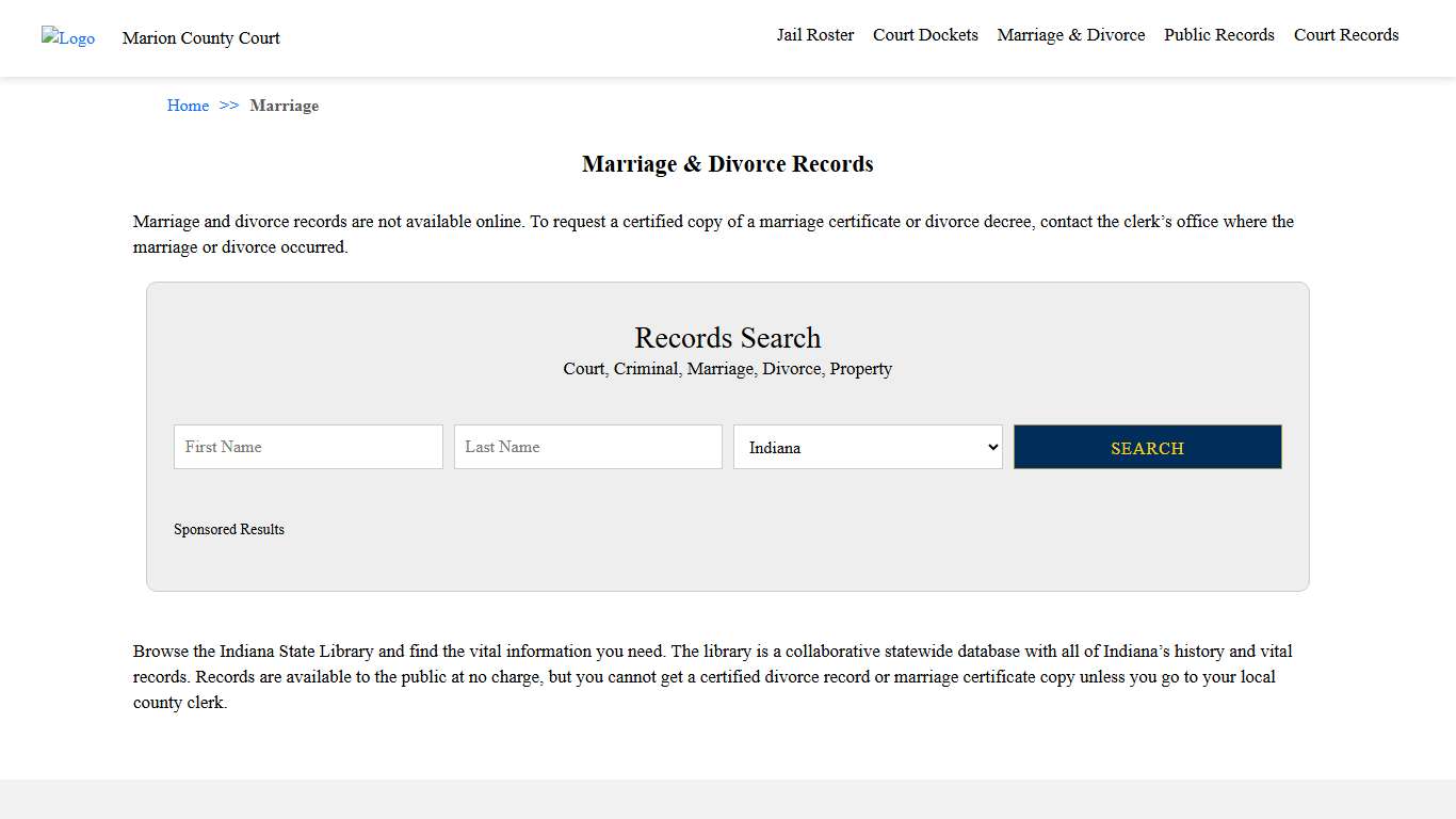 Marriage & Divorce Records | Marion County Court