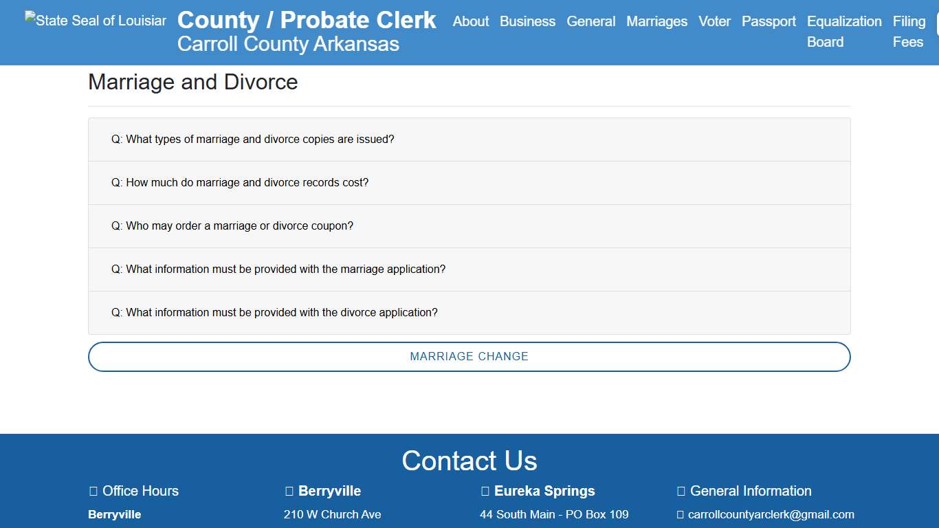 Marriage and Divorce - Carroll County Arkansas